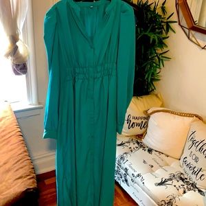 Teal blouse dress with slits